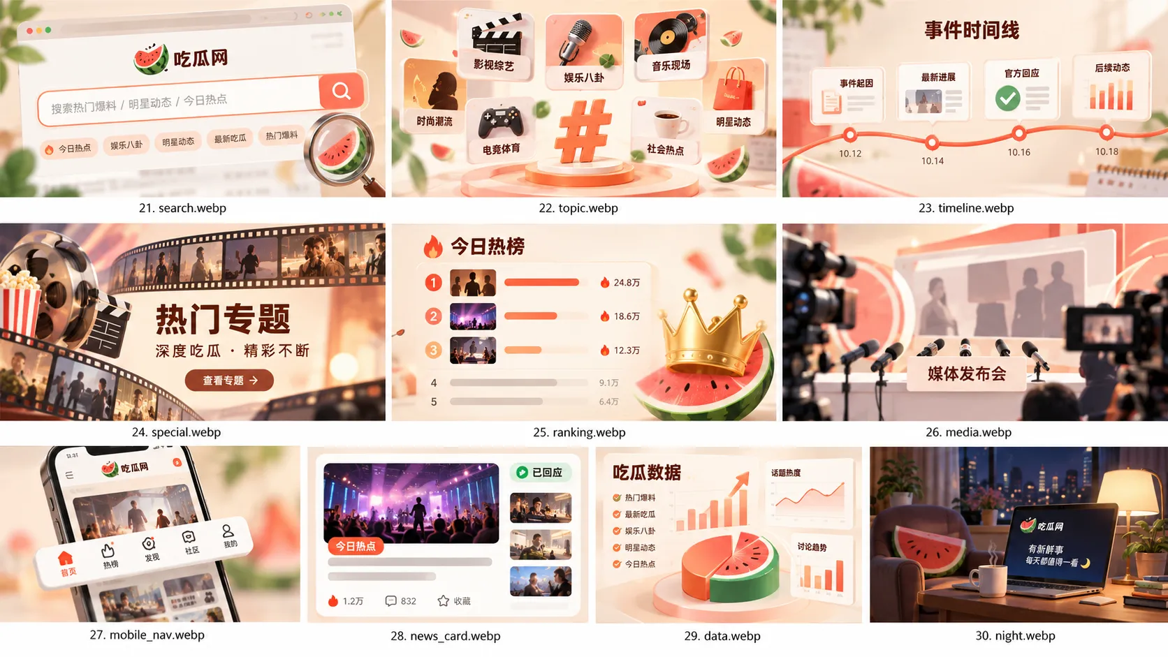 吃瓜 APP跨频道搜索界面